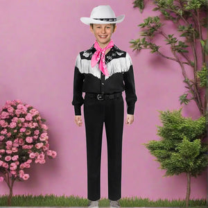 Western Cowboy Outfit with Neckerchief and Hat Fringe Disco Costumes for Kids Adults