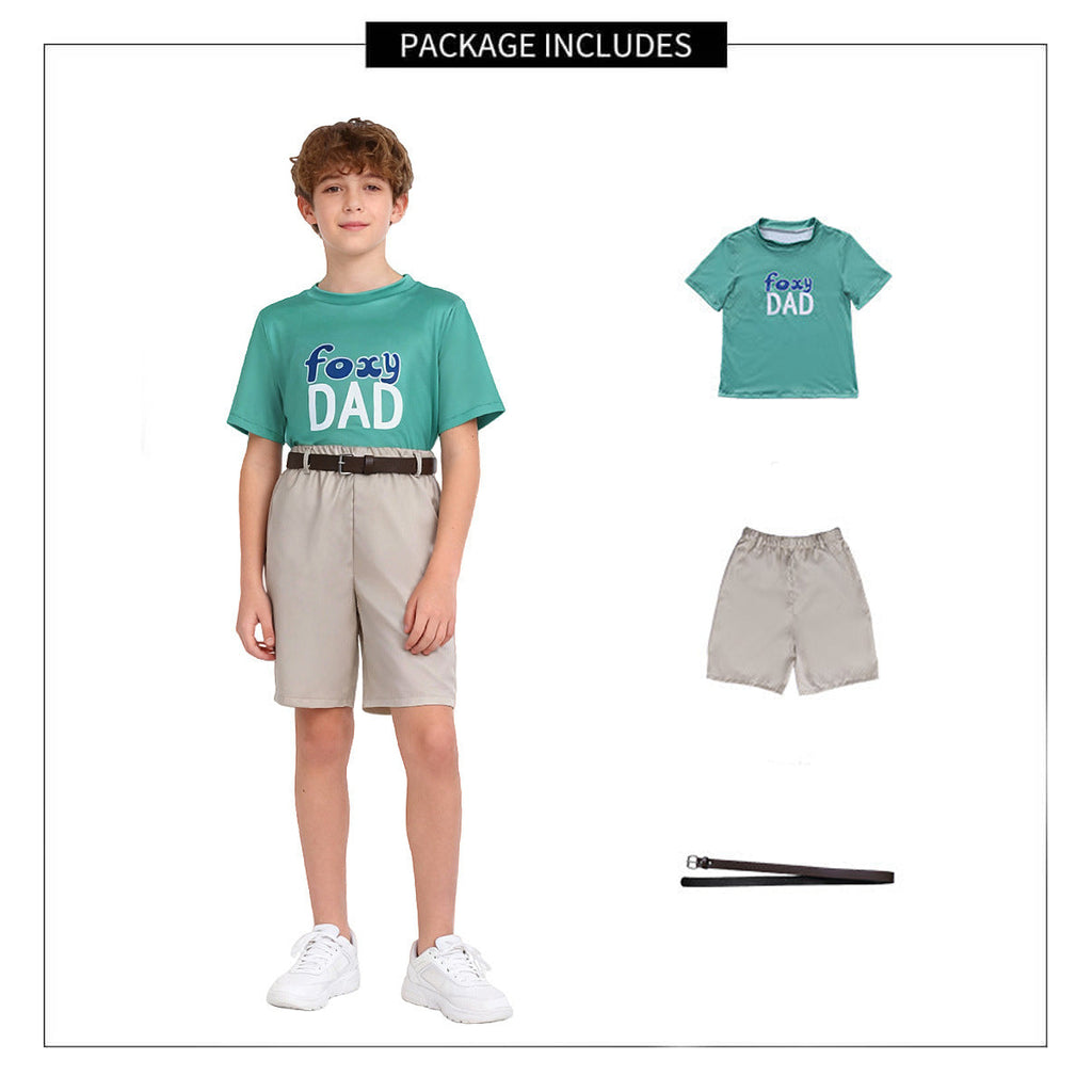 Kids Fox Costume Casual Green Shirt and Shorts Suit for Cospay Daily Wear