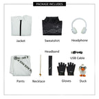 IDV Game Prisoner Uniform Men Cosplay Costume White Outfit with Headphone Full Set