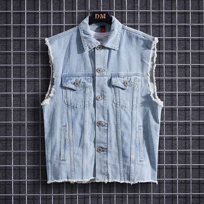 Ryan Gosling's Demin Vest 2023 Casual Sleeveless Ripped Jean Vest for Halloween Cosplay