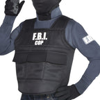 Police Costume For Kids FBI Cop Outfit Bulletproof Vest Helmet Goggles Mask and Interphone 5pcs Suit for Halloween Cosplay