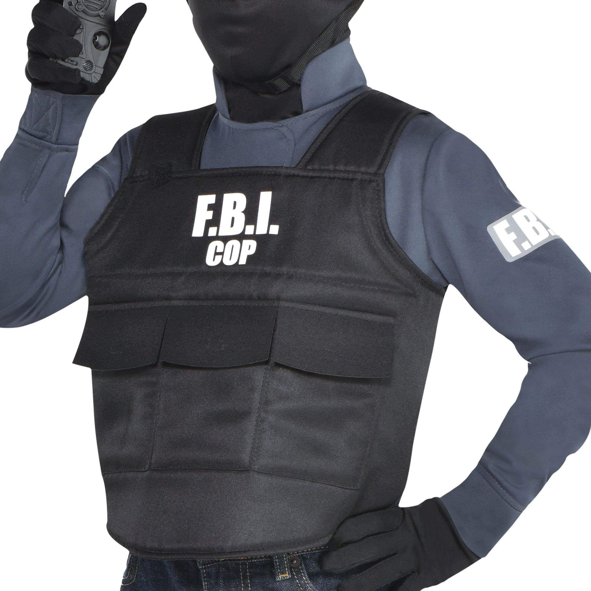 Police Costume For Kids FBI Cop Outfit Bulletproof Vest Helmet Goggles Mask and Interphone 5pcs Suit for Halloween Cosplay