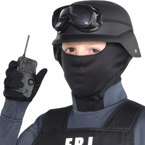 Police Costume For Kids FBI Cop Outfit Bulletproof Vest Helmet Goggles Mask and Interphone 5pcs Suit for Halloween Cosplay