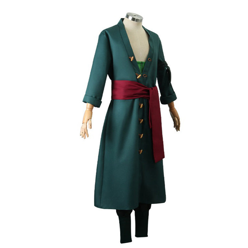 Adult Roronoa Costume Green Pirate Hunter Cosplay Outfit and Wig for Halloween Carnival