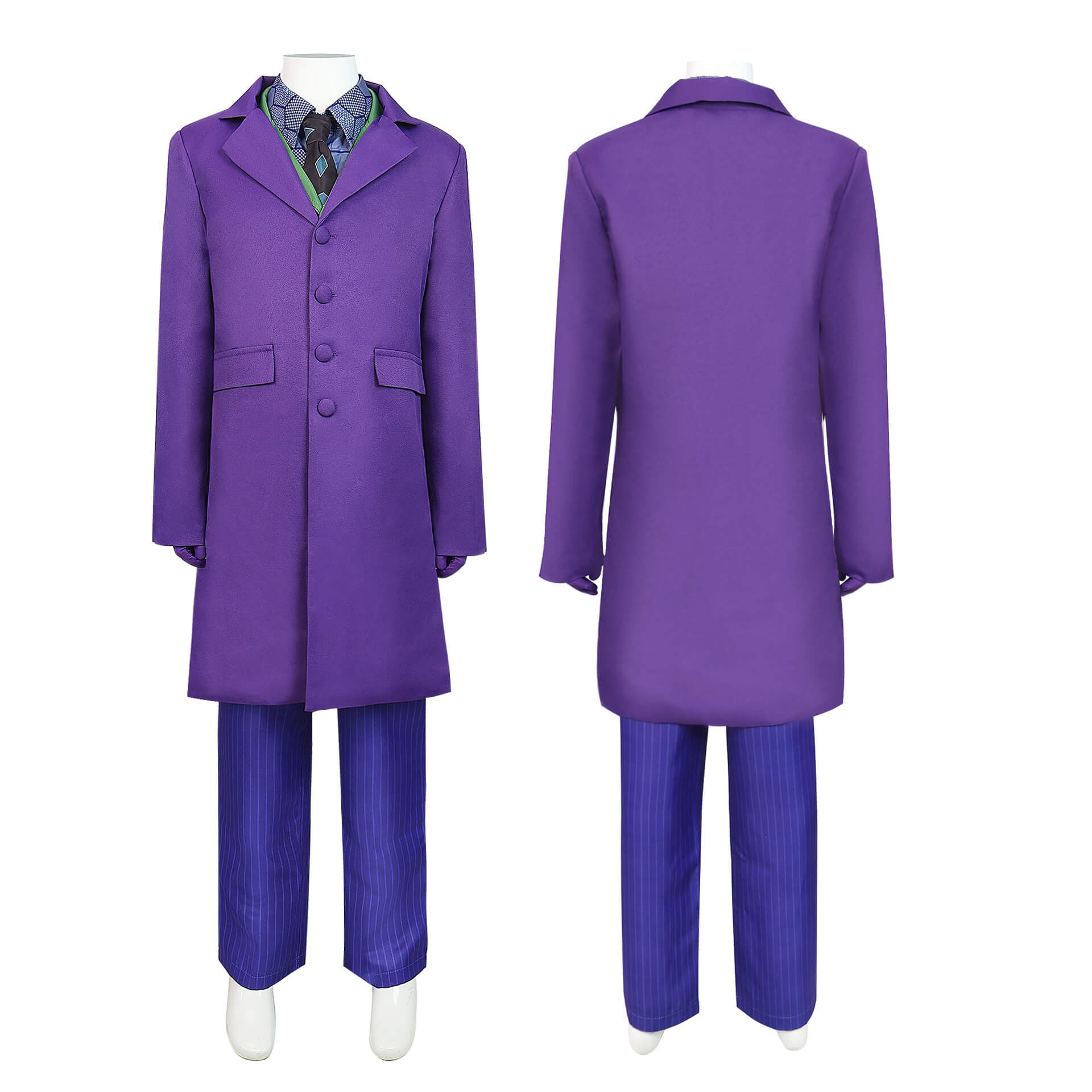 Kids Guason Costume Purple Joker Cosplay Outfit Halloween Overcoat Full Set for Boys