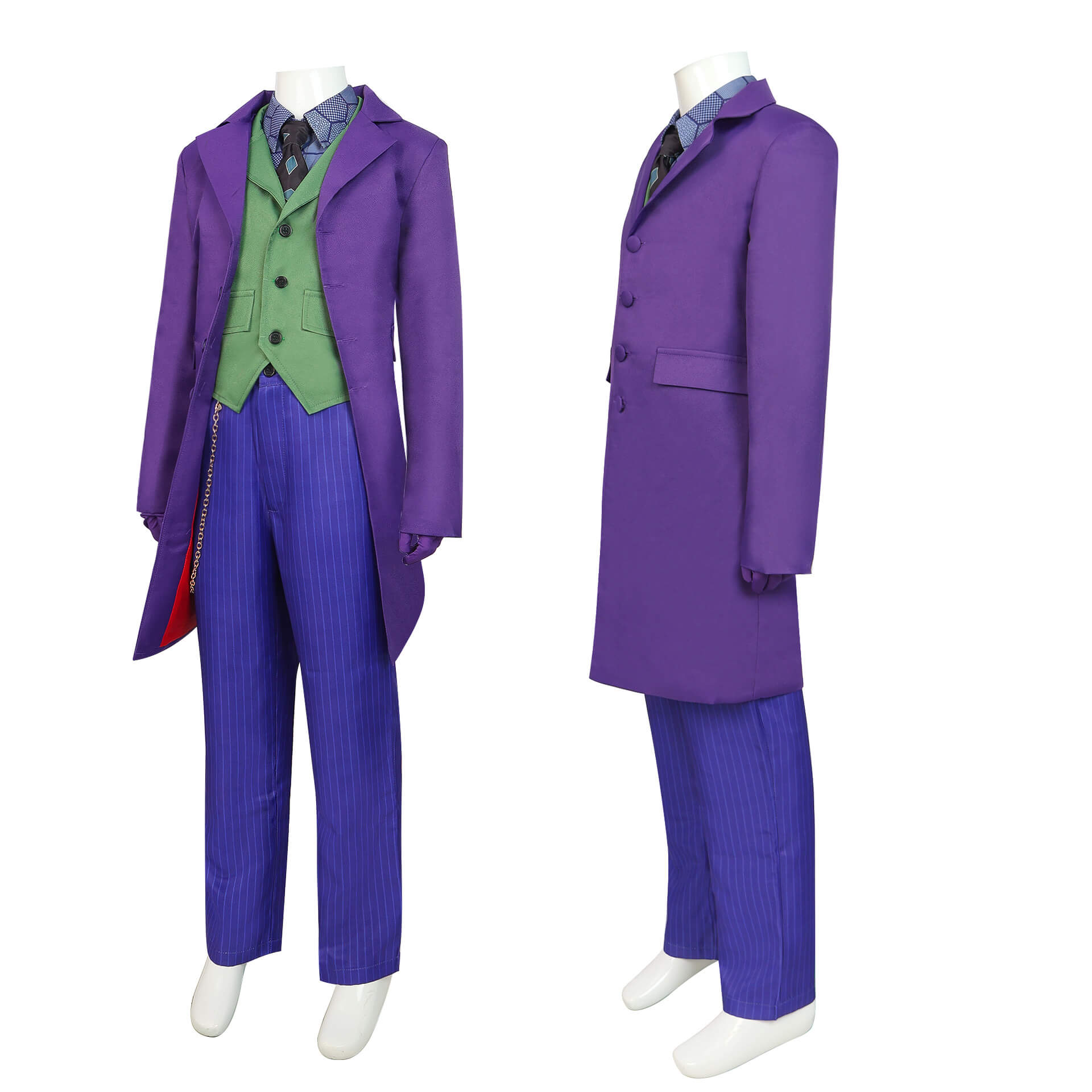 Kids Guason Costume Purple Joker Cosplay Outfit Halloween Overcoat Full Set for Boys