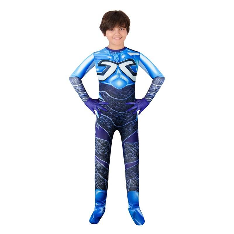 Kids Super Hero Outfit Jaime Reyes Jumpsuit Mask 2pcs Set