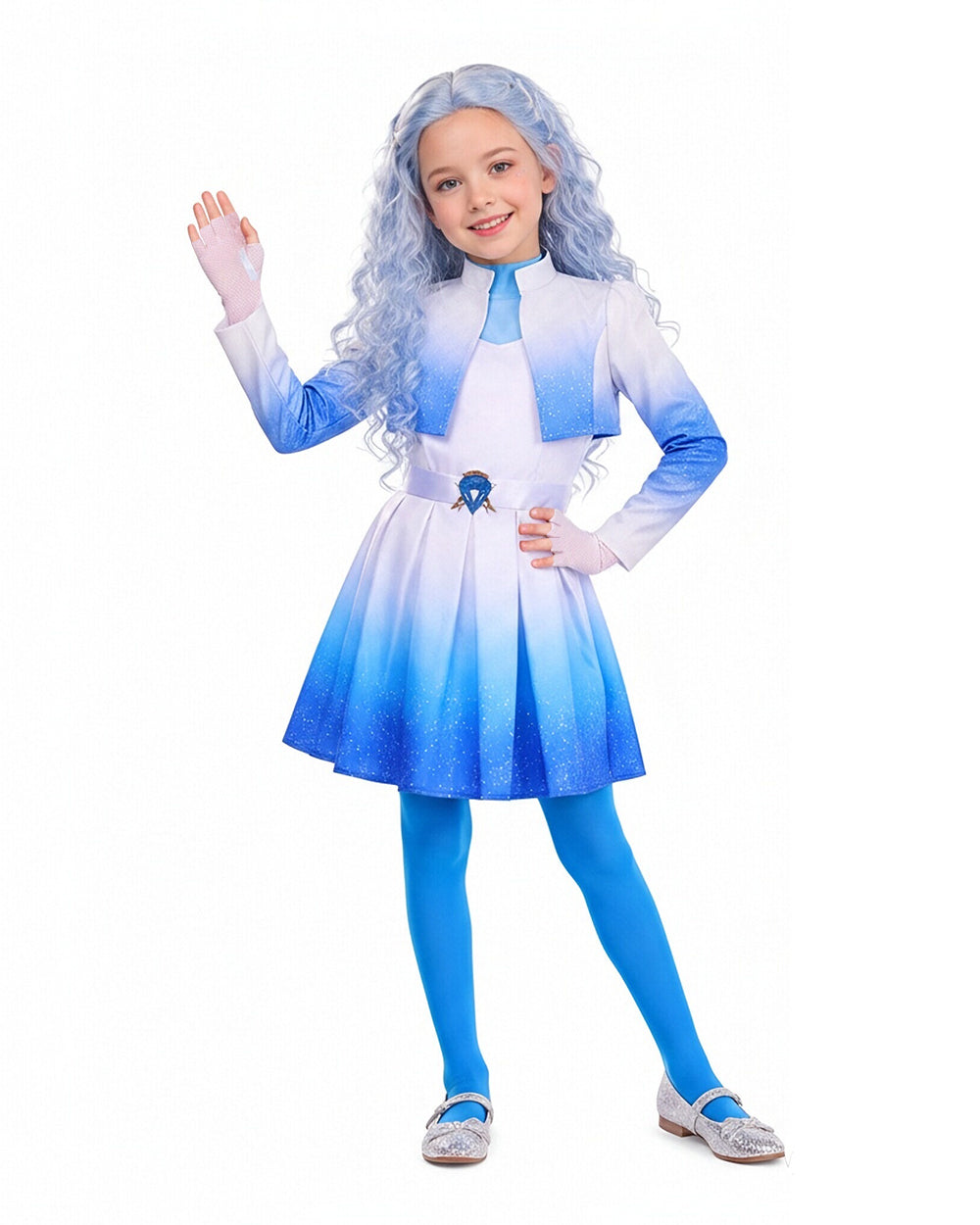 Chloe Charming Costume Descendents Blue Princess Skirt with Jacket and Accessories for Kids Adults Halloween Party