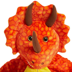 Family Matching Dinosaur Costume Triceratops Hooded Outfit Furry Dinosaur Onesie for Adults Kids