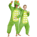 Family Matching Dinosaur Costume Triceratops Hooded Outfit Furry Dinosaur Onesie for Adults Kids