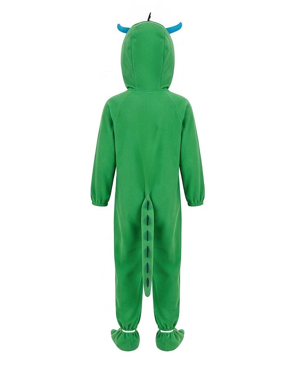 Kids Dinosaur Costume Unisex Green Fleece Jumpsuit with Foot Covers Dino Egg and Helmet for Dress Up Party
