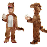 Kids Dinosaur Costume Baby T-rex Onesie Hood and Bootie 3pcs Set Realistic Dino Outfit