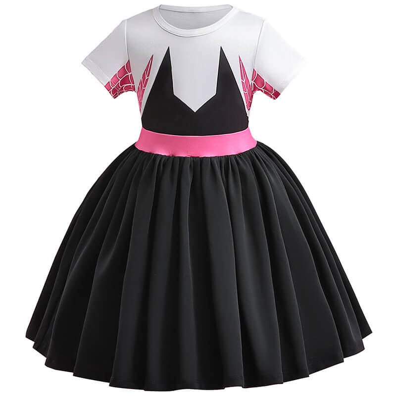 Gwen Costume Kids Super Hero Gwen Dress Baby Girl Spider Cosplay Outfit with Cloak for Halloween Carnival