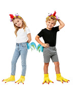 Toddler Kids Hei Hei Costume Unisex Little Rooster Cosplay Headband Tail and Feet Suit for Themed Party 3T-12Y