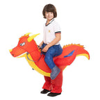 Kids Inflatable Dinosaur Costume Riding Blow Up Dino Costume Funny Halloween Cosplay Outfit for Dress Up