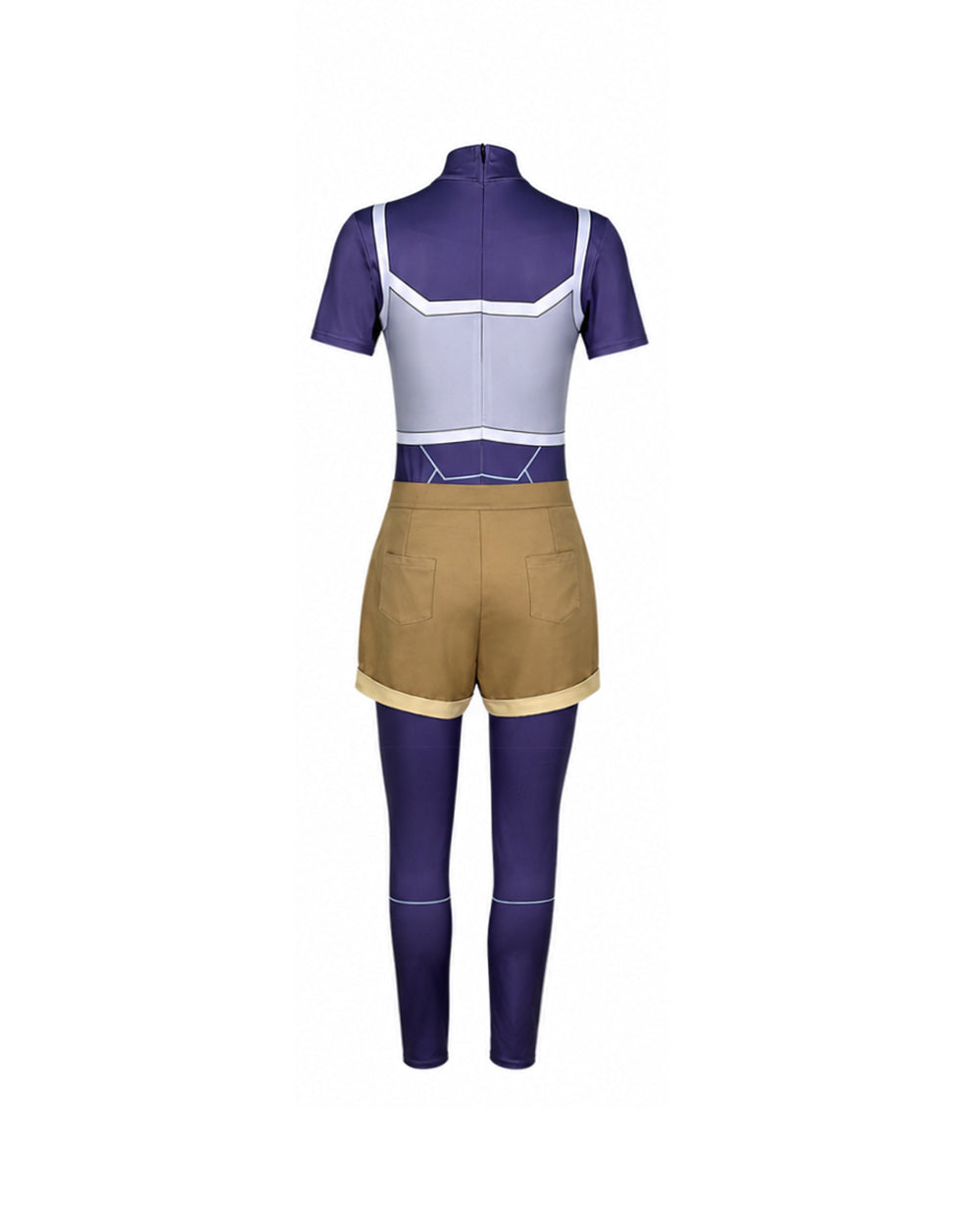 Girls High-Tech Warrior Costume Blue Jumpsuit and Shorts Set for Cosplay Party