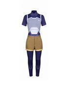 Girls High-Tech Warrior Costume Blue Jumpsuit and Shorts Set for Cosplay Party