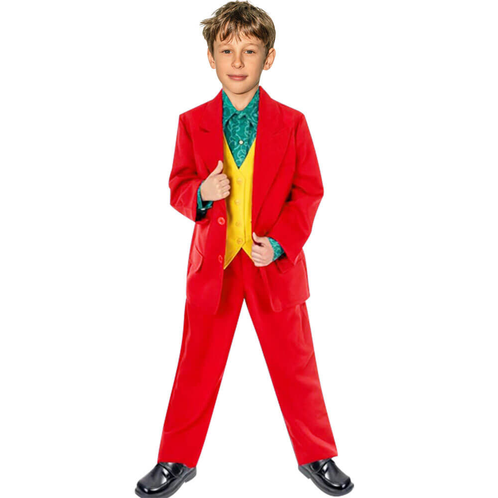 Joker Costume Kids Adult Arthur Fleck Halloween Uniform Full Set Joker Red Cosplay Outfit