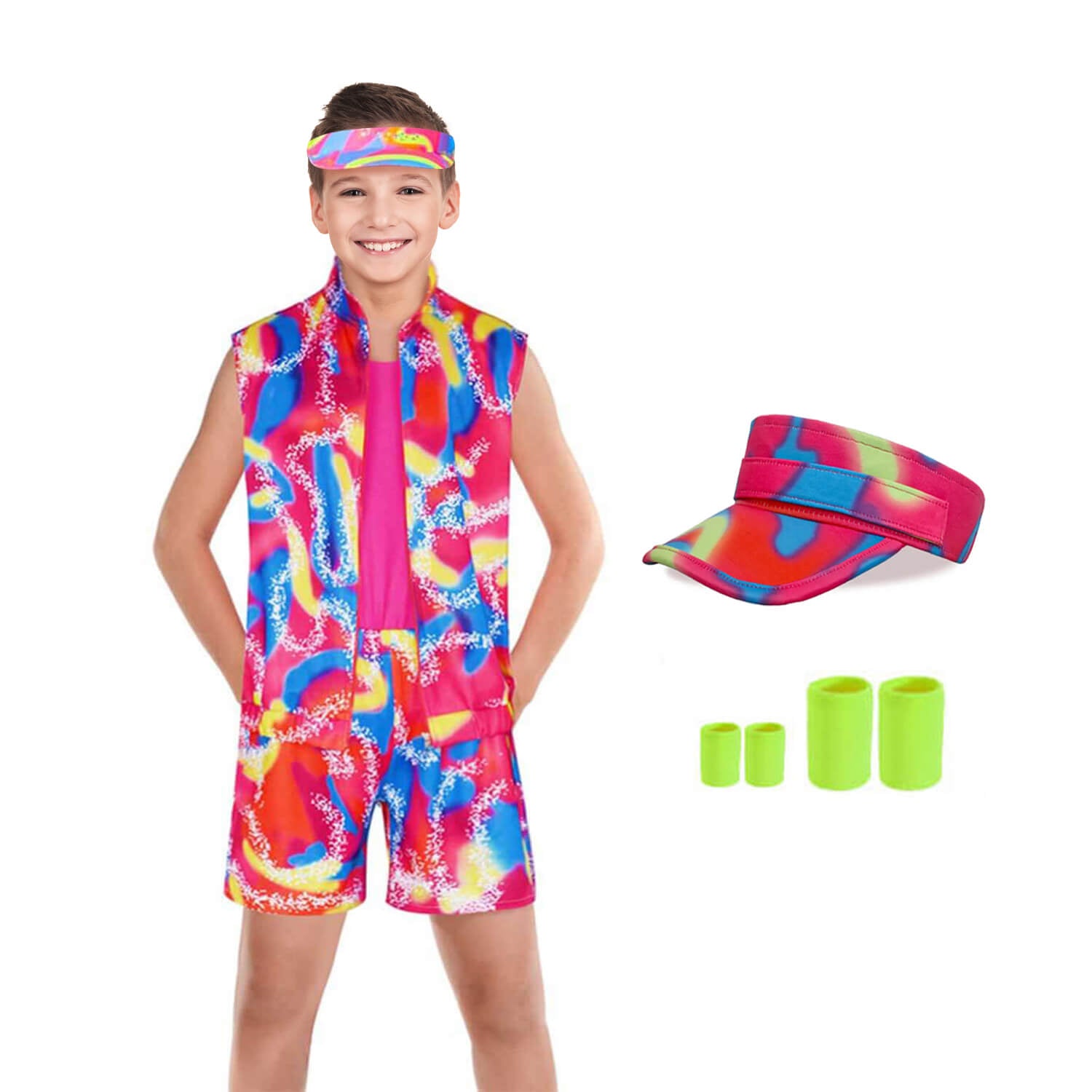 Kids Roller Skater Outfit Boys and Girls 80s Retro Workout Halloween Costume