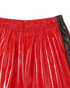 Kids Pop King Outfit Red PU Leather Jacket and Pants 2pcs Suit for Halloween Cosplay