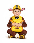 Kids Construction Pup Costume Yellow Digger Rescue Outfit with Hat and Bag for Themed Parties 3T-7Y