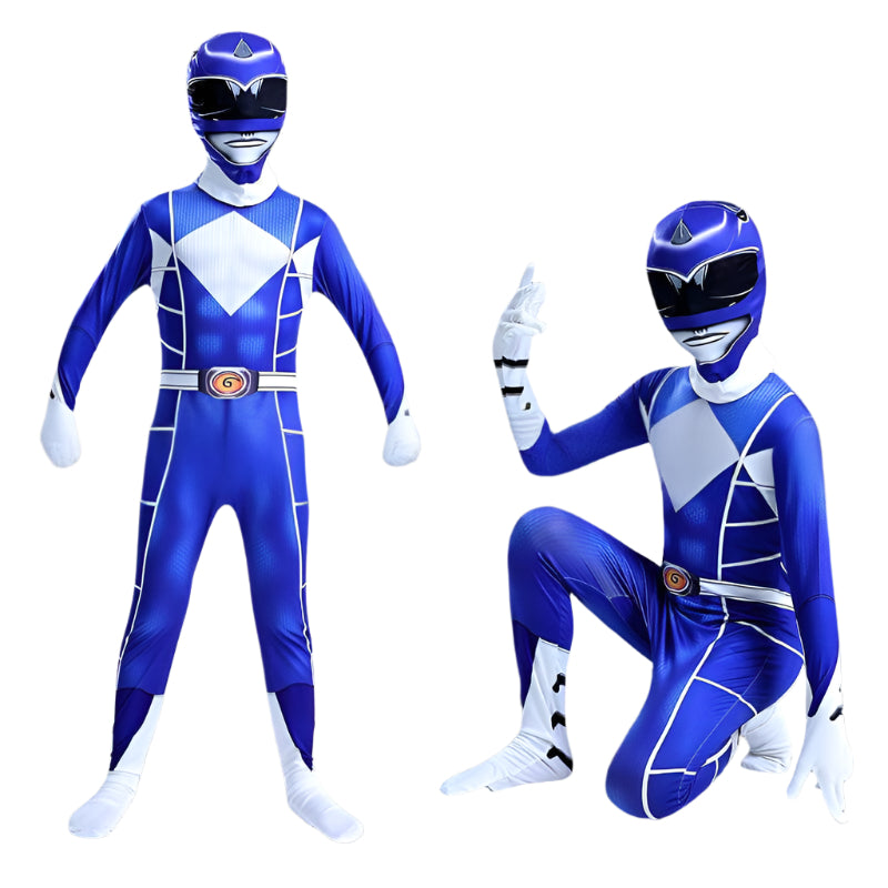 Kids Dino Ranger Outfit Red and Blue Hero Cosplay Costume for Boys and Girls