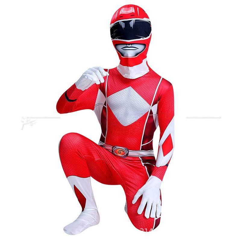 Kids Dino Ranger Outfit Red and Blue Hero Cosplay Costume for Boys and Girls
