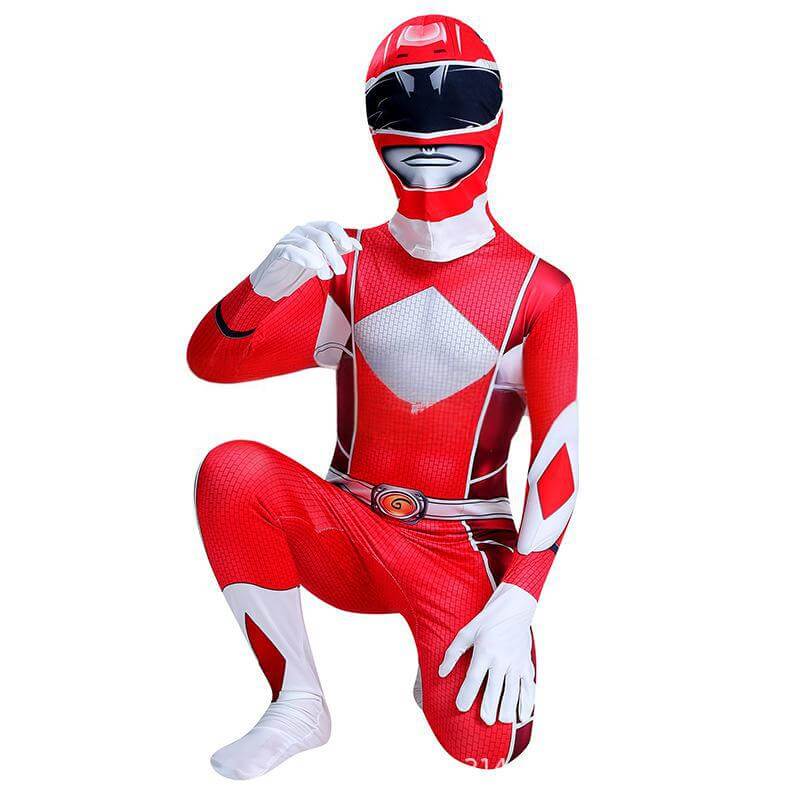 Kids Dino Ranger Outfit Red and Blue Hero Cosplay Costume for Boys and Girls