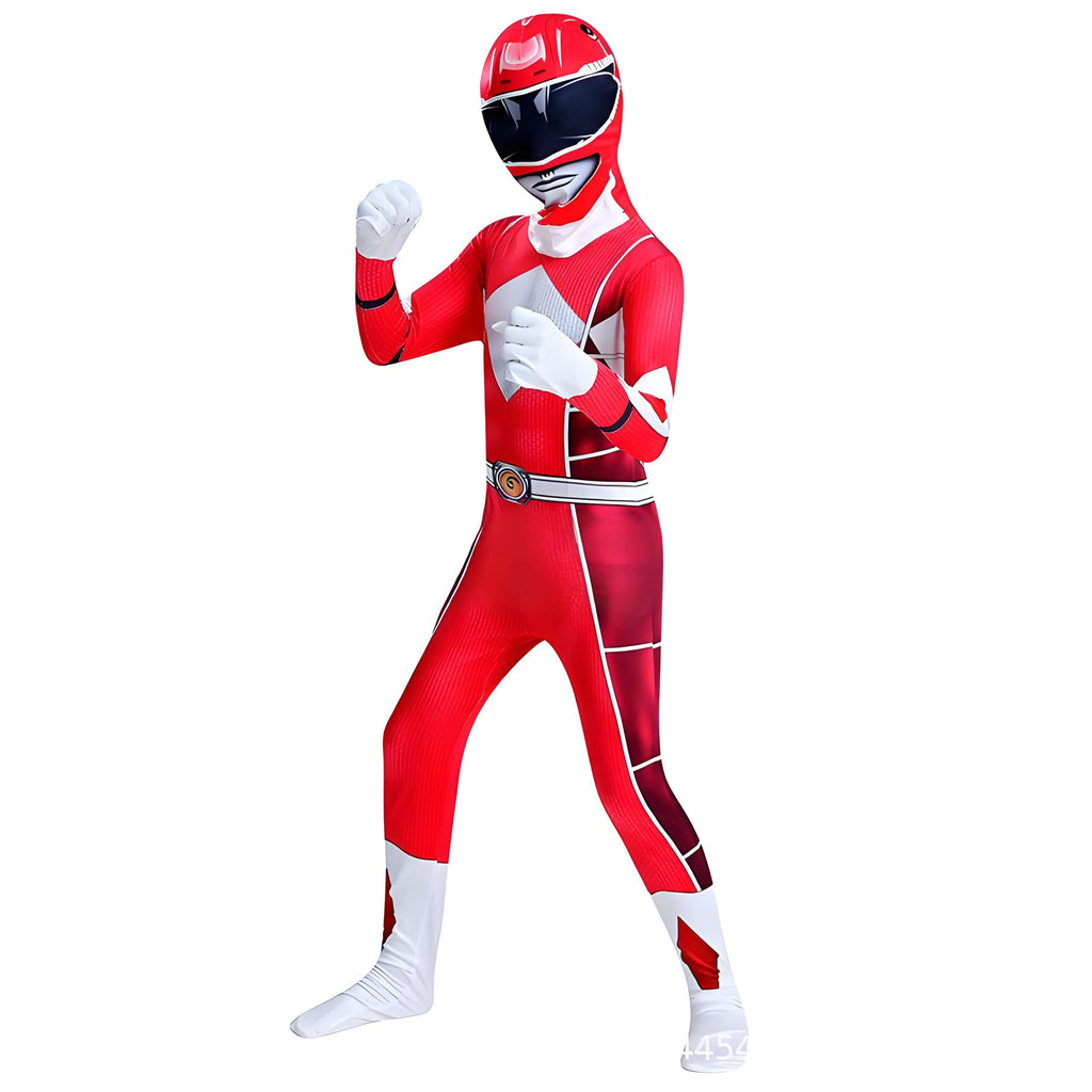 Kids Dino Ranger Outfit Red and Blue Hero Cosplay Costume for Boys and Girls