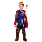 Kids Adult Prince/King Costume Charming Royal Outfit with Gold Crown for Halloween Dress Up