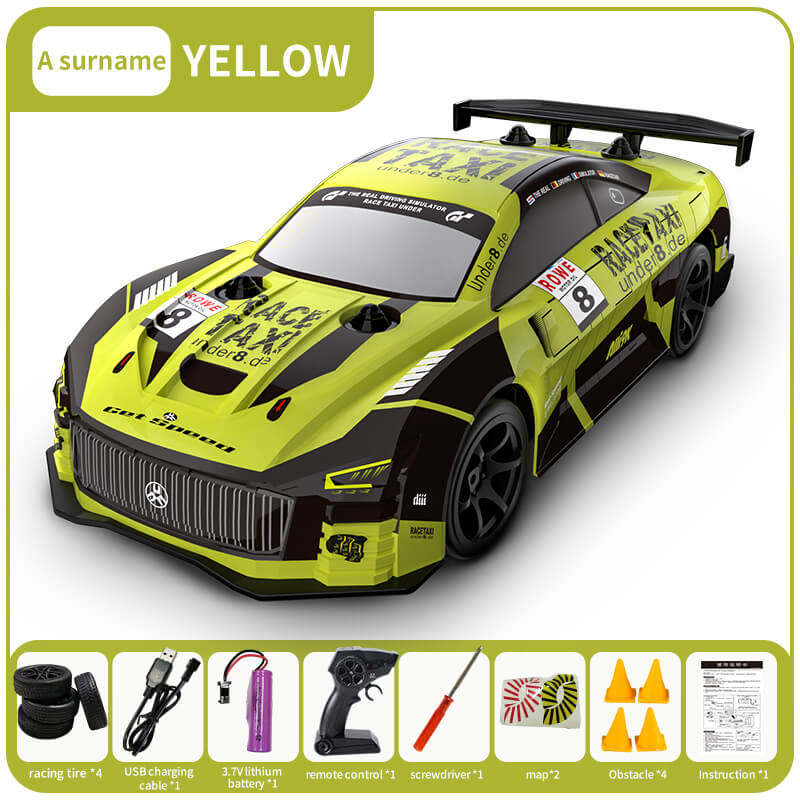Kids Remote Control Drift Car 4WD RC Drift Stunt Car with LED Lights Glow, 14KM/H High-Speed, RC Toy Cars for Boys 4 5 6 7 8 9 10