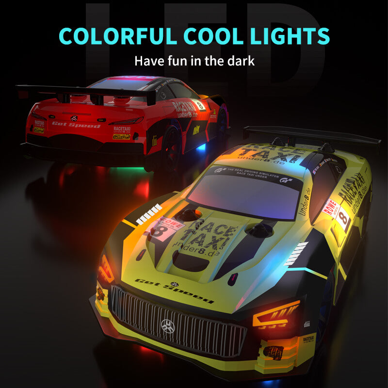 Kids Remote Control Drift Car 4WD RC Drift Stunt Car with LED Lights Glow, 14KM/H High-Speed, RC Toy Cars for Boys 4 5 6 7 8 9 10