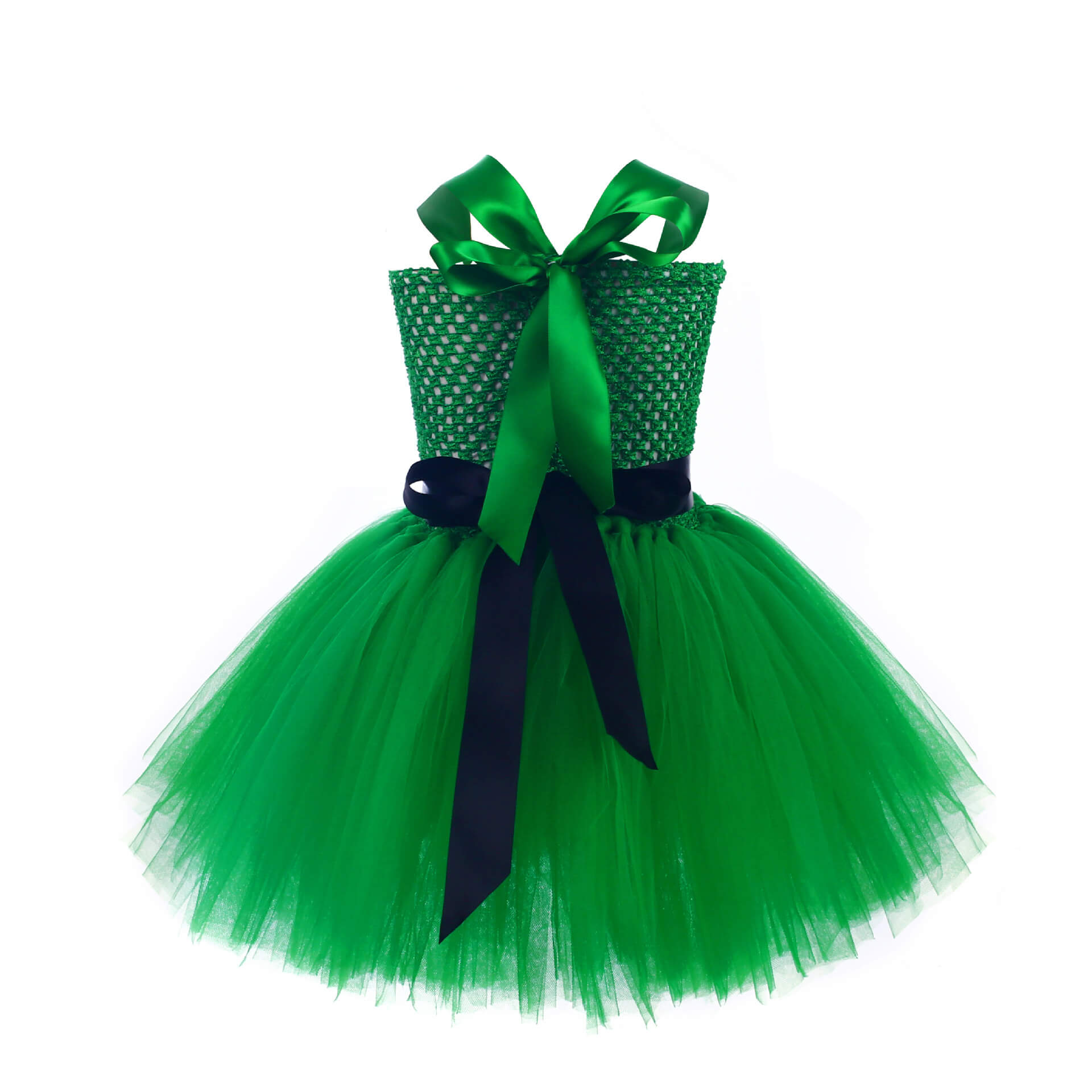 Grils St Patricks Day Costume Tulle Green Ball Gown Dress with Headband 2pcs Suit for Leprechaun