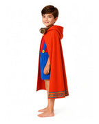 Boys Super Bro Costume Red-blue Shirt Overall Shorts Cape and Goggles 4pcs Set for Cosplay Carnival