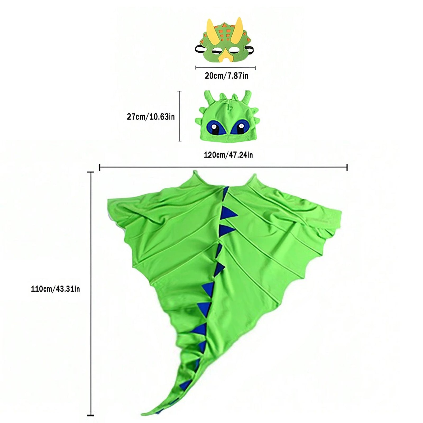 Kids Dragon Costume 3PCS Cloak Hat and Mask Dinosaur Cosplay Costume