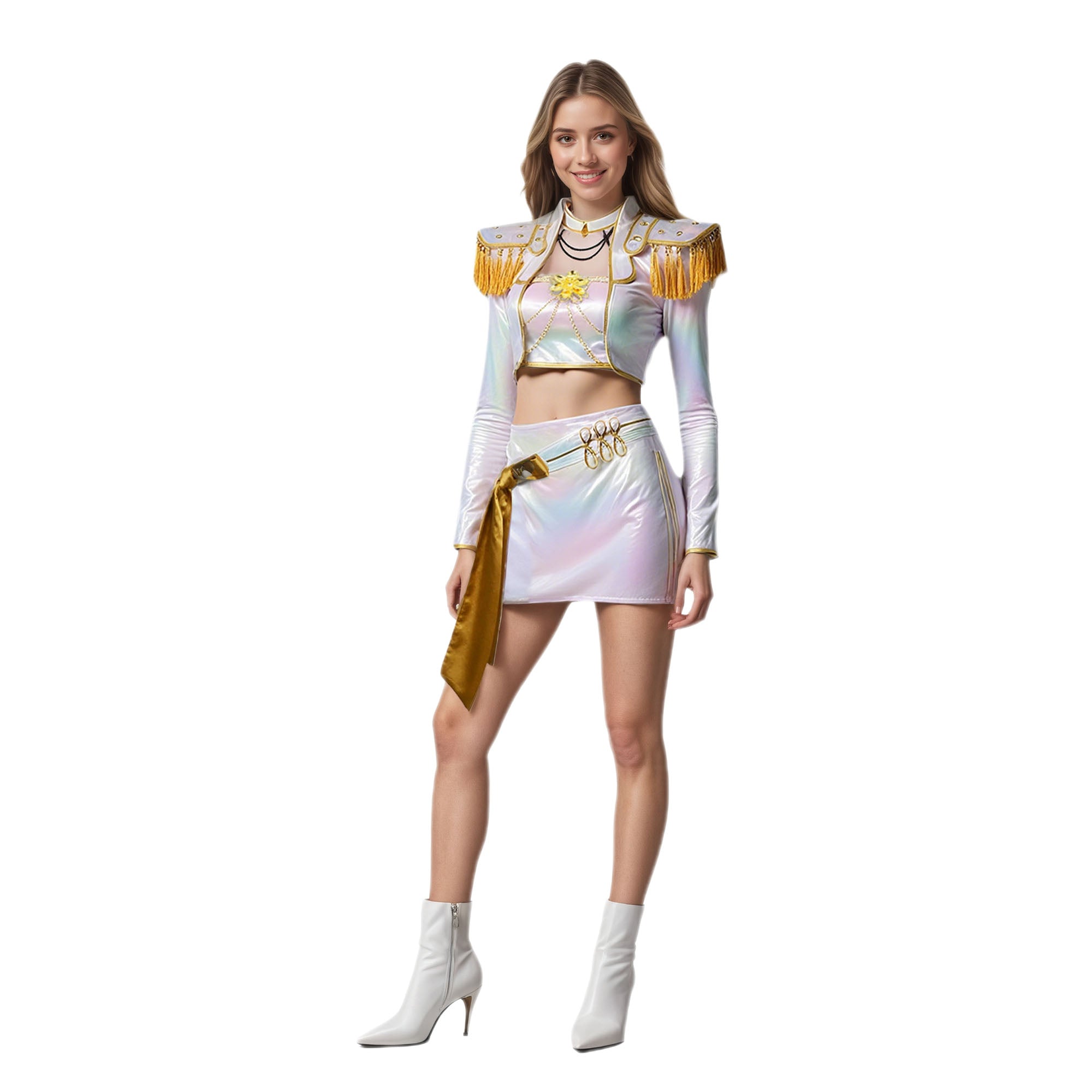 Pop Star Costume Performance Outfit PU Leather Dress Up Suit Halloween Costume
