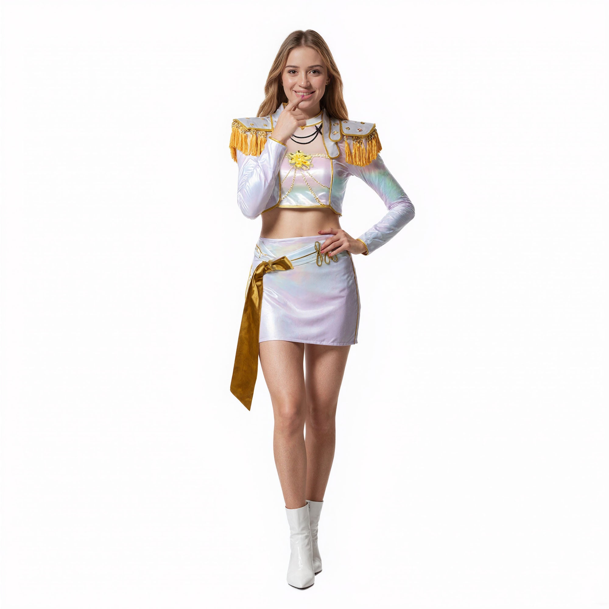 Pop Star Costume Performance Outfit PU Leather Dress Up Suit Halloween Costume