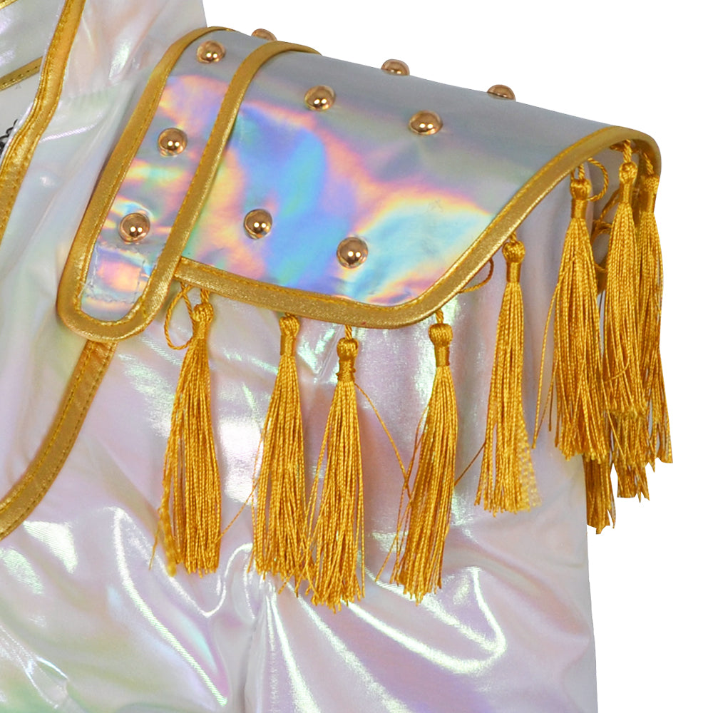 Pop Star Costume Performance Outfit PU Leather Dress Up Suit Halloween Costume