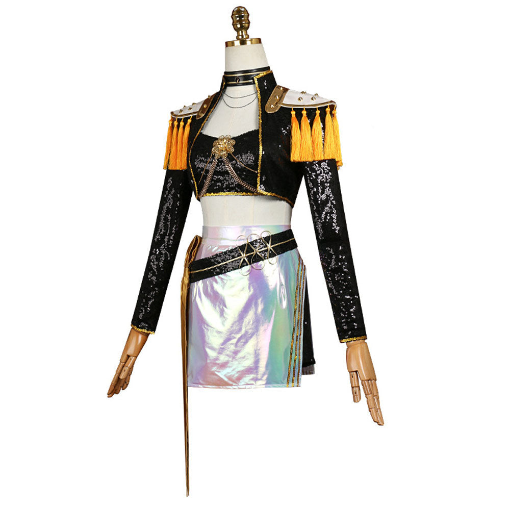 Golden Stage Performance Outfit Iconic Pop Idol Dance Dress Halloween Cosplay Costume