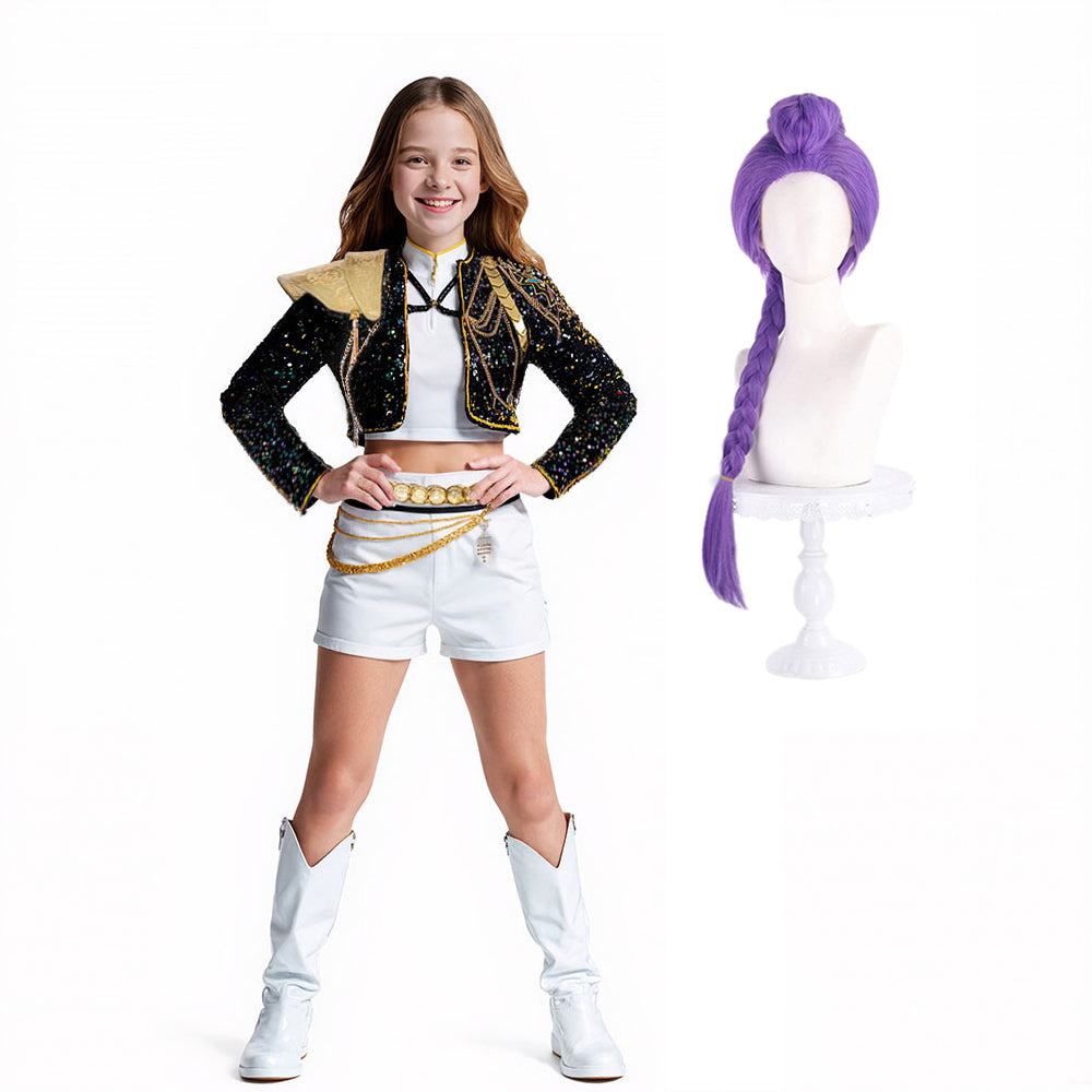 KPop Rumi Costume Golden Black White Dance Outfit Stage Performance Suit