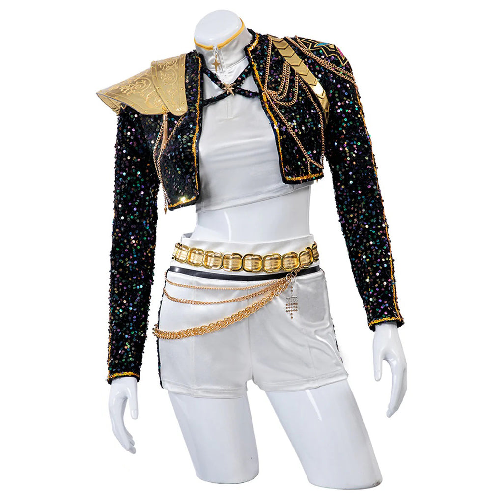 KPop Rumi Costume Golden Black White Dance Outfit Stage Performance Suit