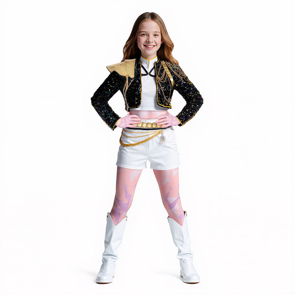 KPop Rumi Costume Golden Black White Dance Outfit Stage Performance Suit