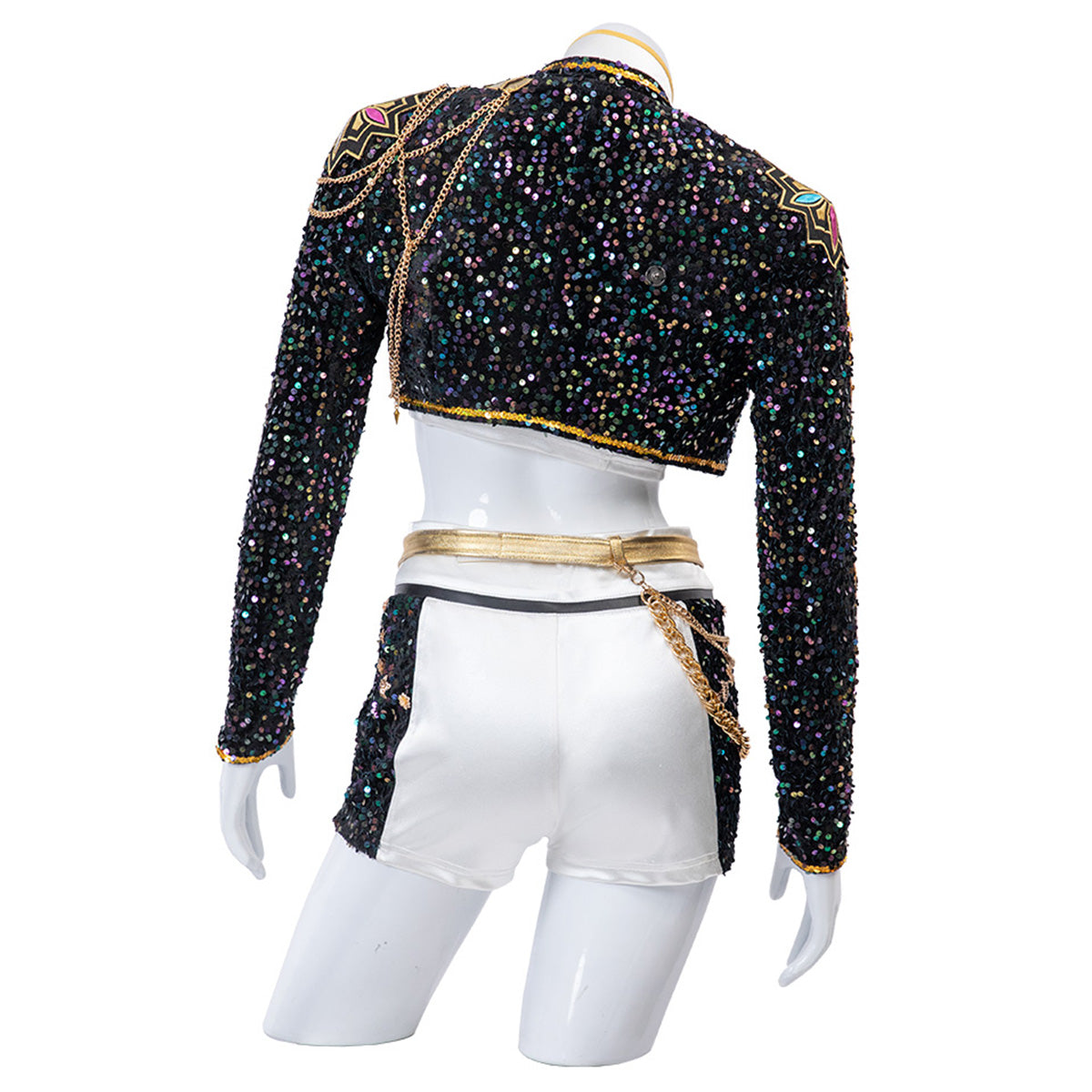Pop Stars Costume Golden Black White Dance Outfit Stage Performance Suit