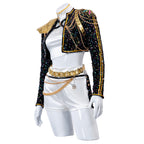 KPop Rumi Costume Golden Black White Dance Outfit Stage Performance Suit