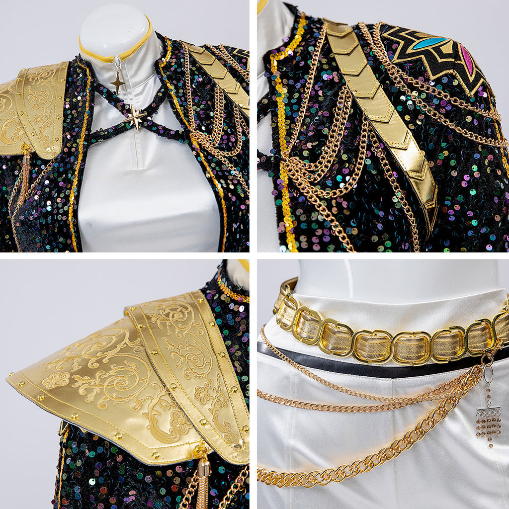 KPop Rumi Costume Golden Black White Dance Outfit Stage Performance Suit