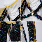 KPop Rumi Costume Golden Black White Dance Outfit Stage Performance Suit