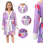 Pop Star Costume Soft Plush Purple Robe Cozy Fluffy Loungewear for Kids Adults