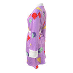 Pop Star Costume Soft Plush Purple Robe Cozy Fluffy Loungewear for Kids Adults
