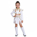 White Pop Stars Cosplay Outfit Stage Performance Dance Suit for Kids Adults Halloween Costume