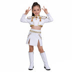 White Pop Stars Cosplay Outfit Stage Performance Dance Suit for Kids Adults Halloween Costume